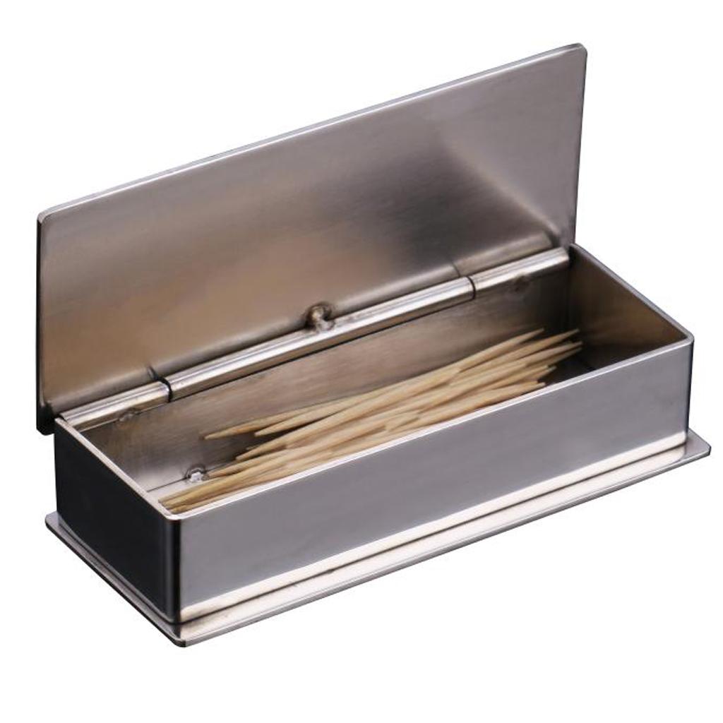 Portable Stainless Steel Toothpick Dispenser Holder Storage Box Without Hole