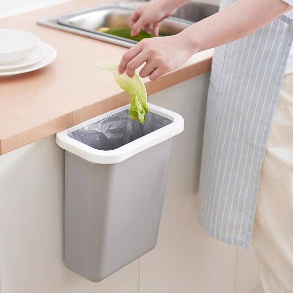 Kitchen Hanging Trash Cans Cabinet Hanging Plastic Waste Bins Bathroom Gray