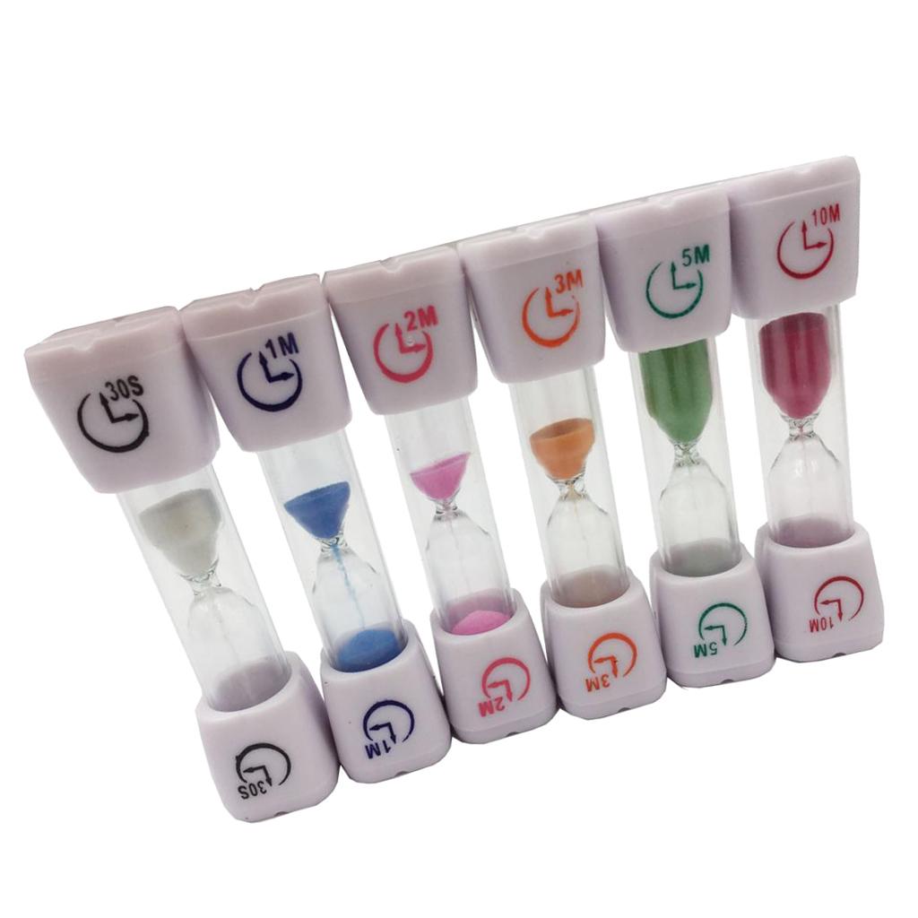 6Pcs Round Plastic Sand Timer Hourglass for Kid Reading Game Playing