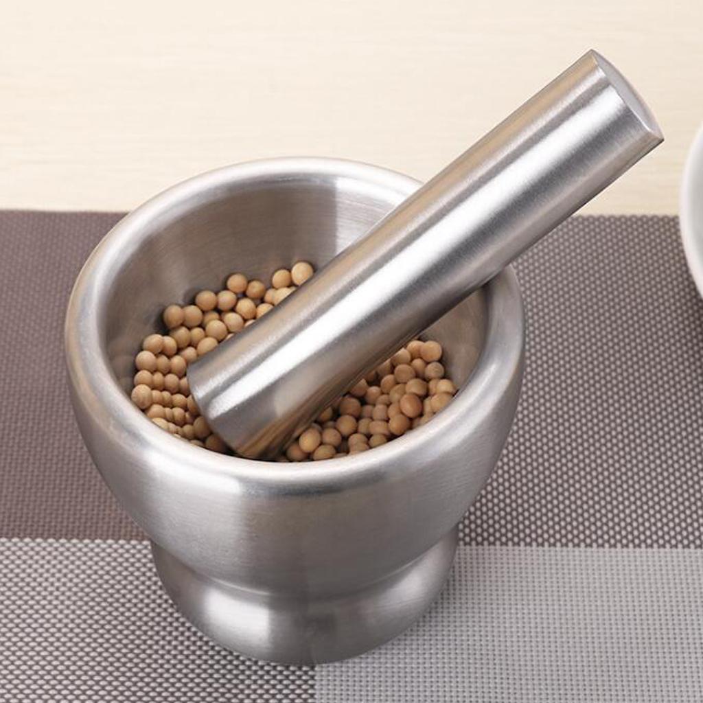 Stainless Steel Mortar & Pestle Set Garlic Spice Herb Grinder Bowl shape