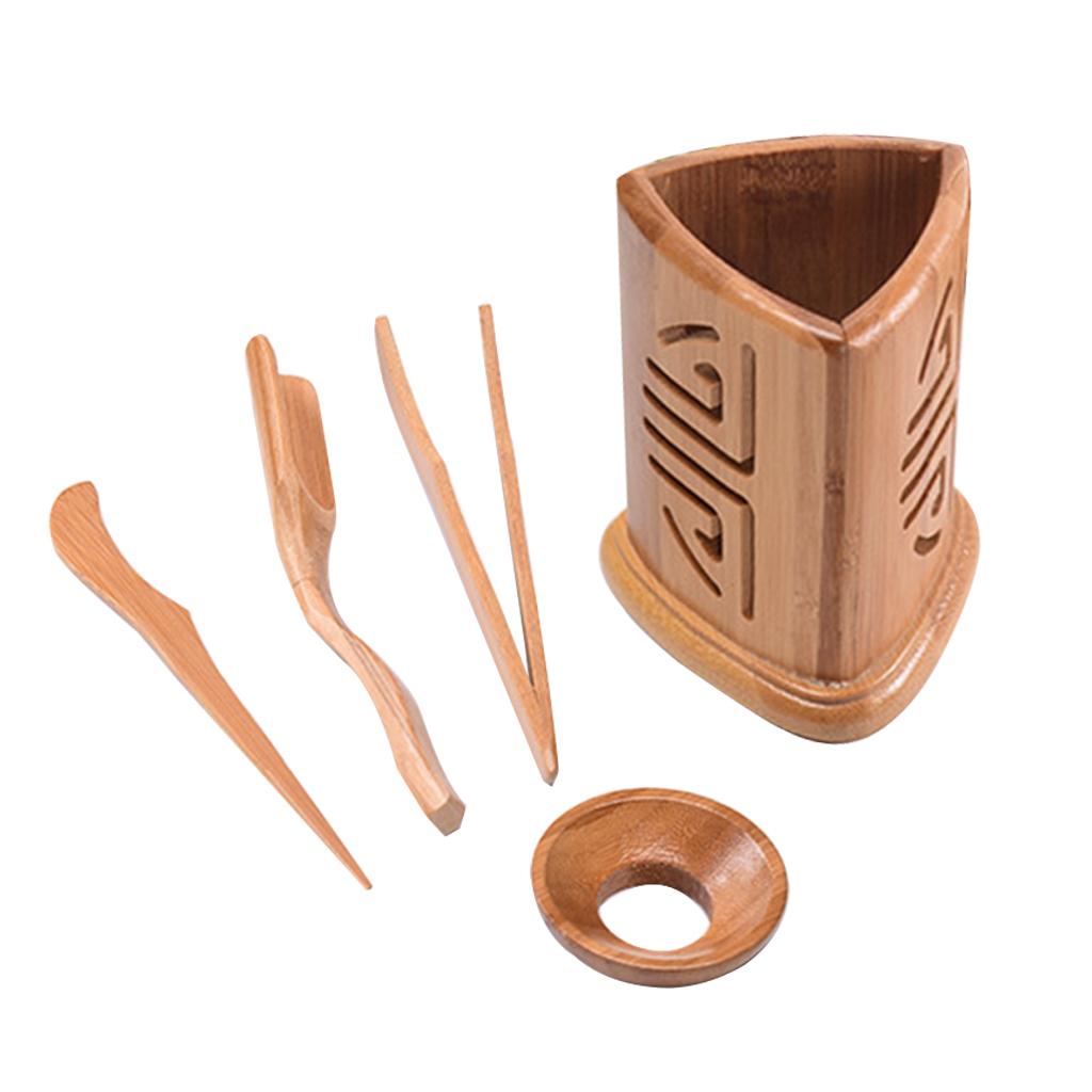 Bamboo Tea Set Classic Gongfu Tea Service Tools Small Natural Wood Saucer B
