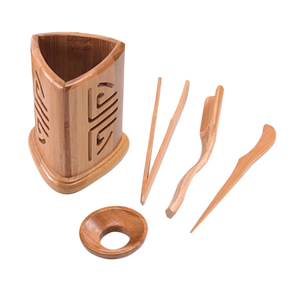 Bamboo Tea Set Classic Gongfu Tea Service Tools Small Natural Wood Saucer B