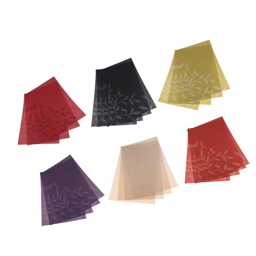 4pcs PVC Rectangle Placemat Heat Insulation Dining Table Pad Coaster Red