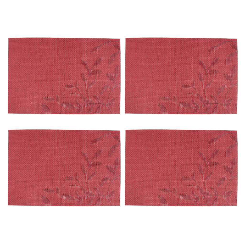 4pcs PVC Rectangle Placemat Heat Insulation Dining Table Pad Coaster Red