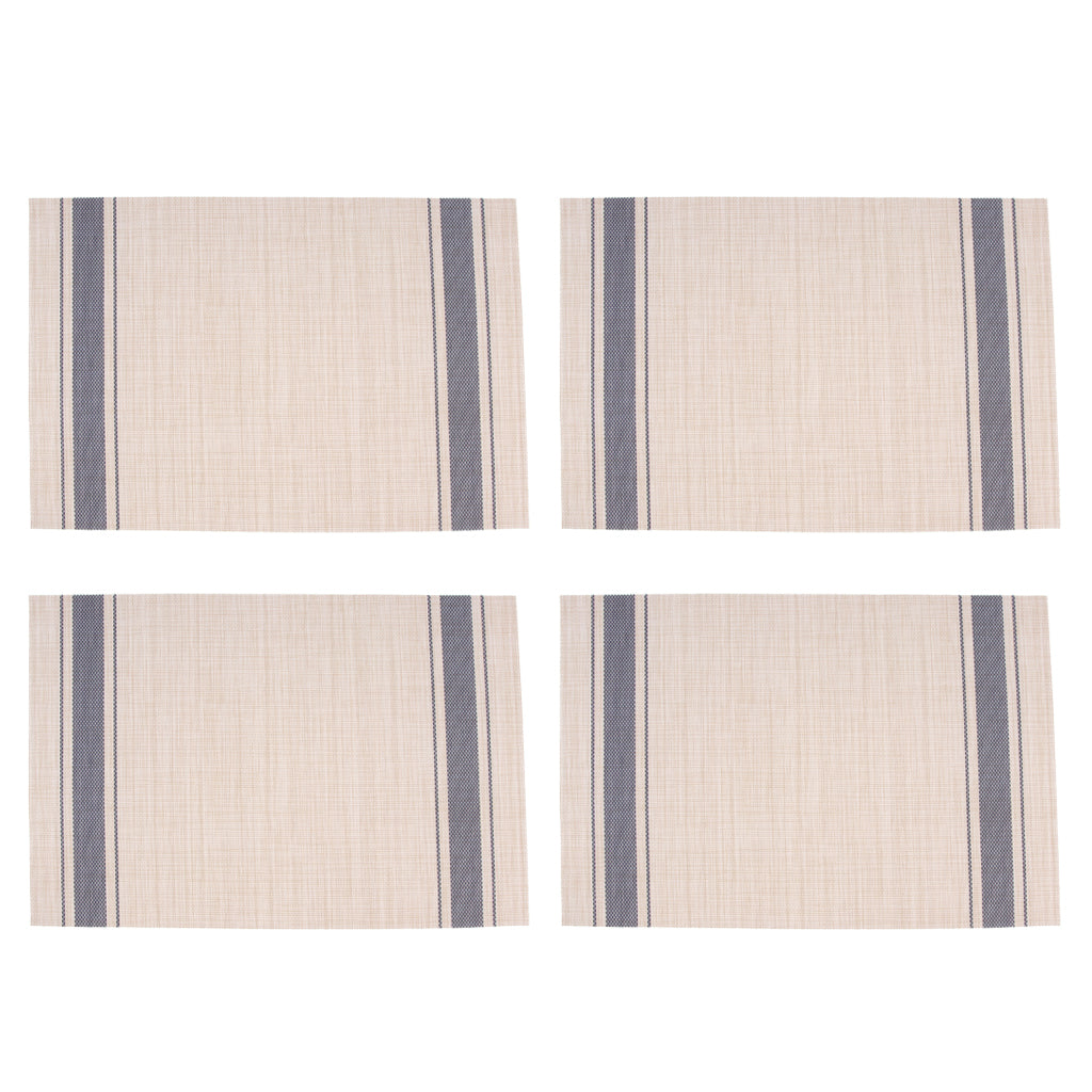 4-piece PVC Stripe Braided Insulated Mat Kitchen Dining Table Placemat Blue