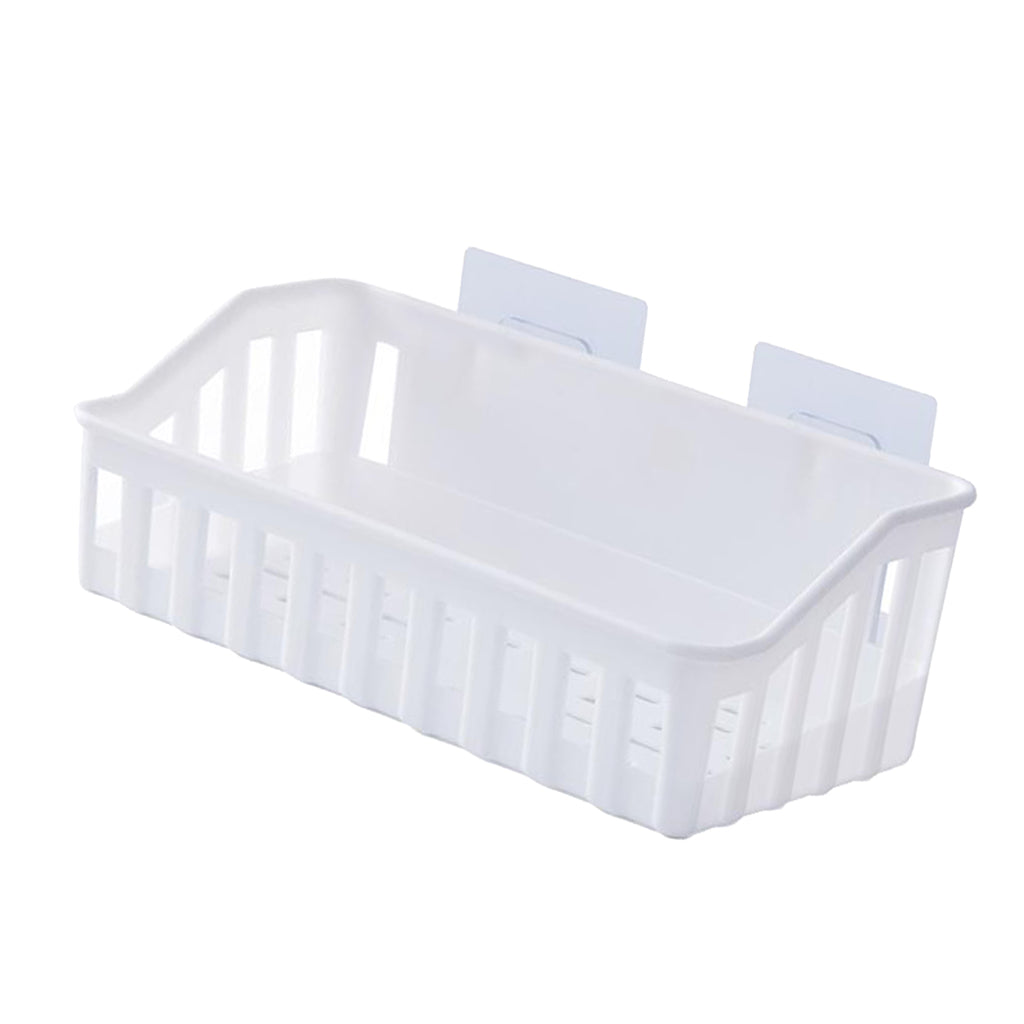 Plastic Self Adhesive Bathroom Storage Shelf Kitchen Rack Caddy White