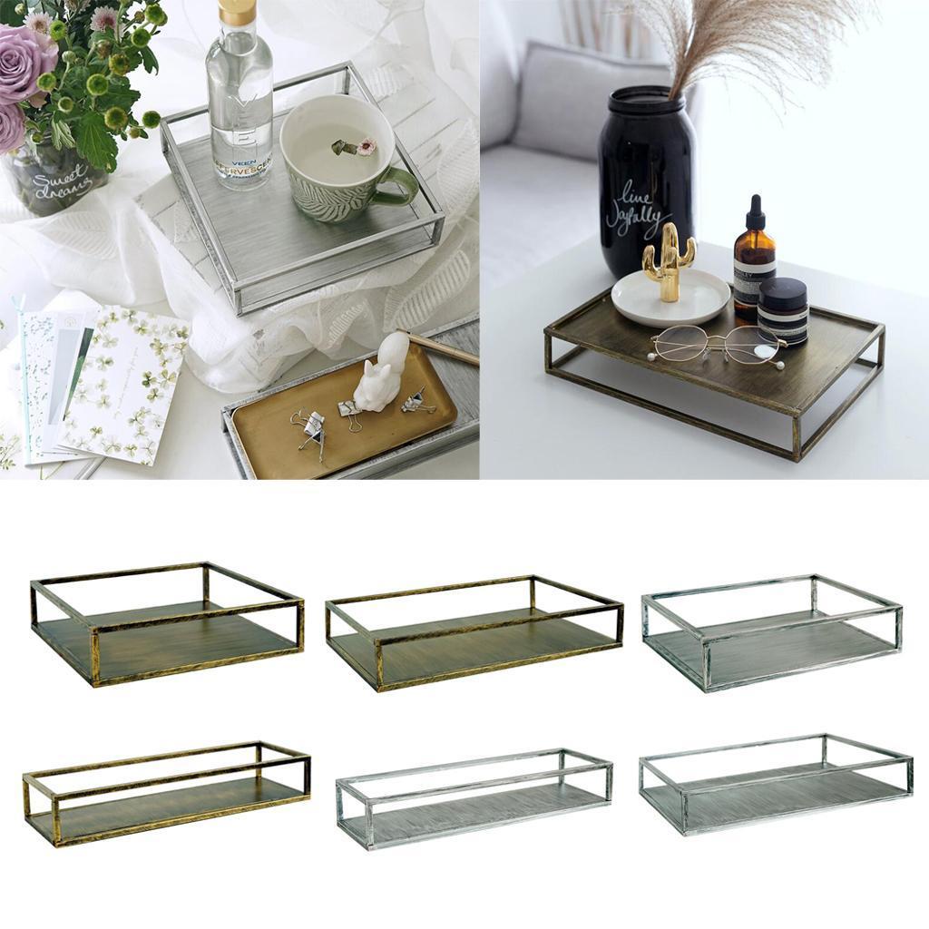 Decorative Metal Serving Tray Vanity Storage Tray Bronze Rectangle S