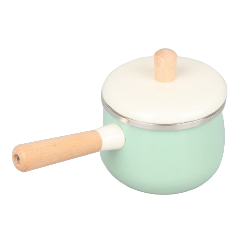 Nonstick Enamel Sauce Pan Pot with Lid Kitchen Cookware Green Saucepan