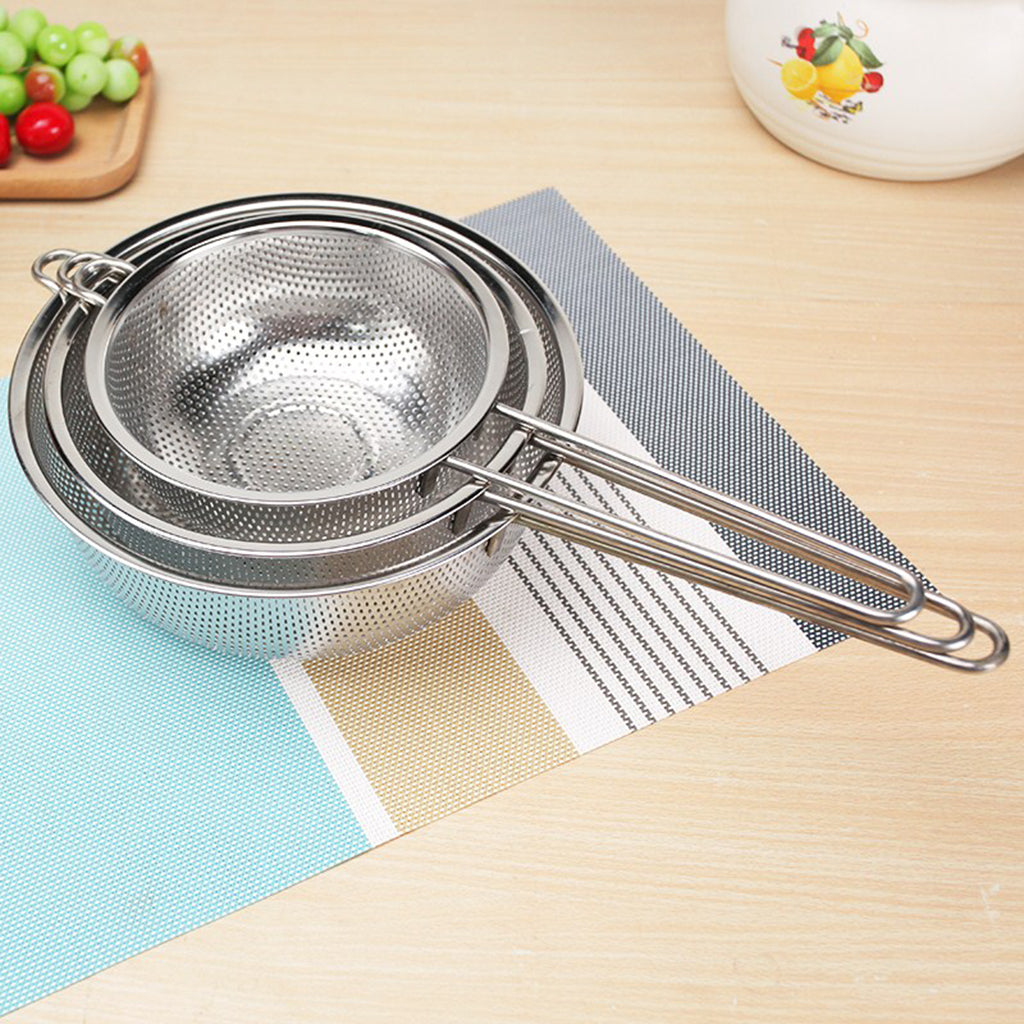 Micro Perforated Long Handle Stainless Steel Colander / Strainer 22.5cm