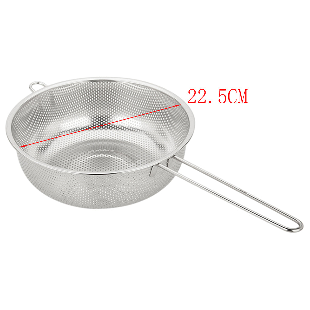 Micro Perforated Long Handle Stainless Steel Colander / Strainer 22.5cm