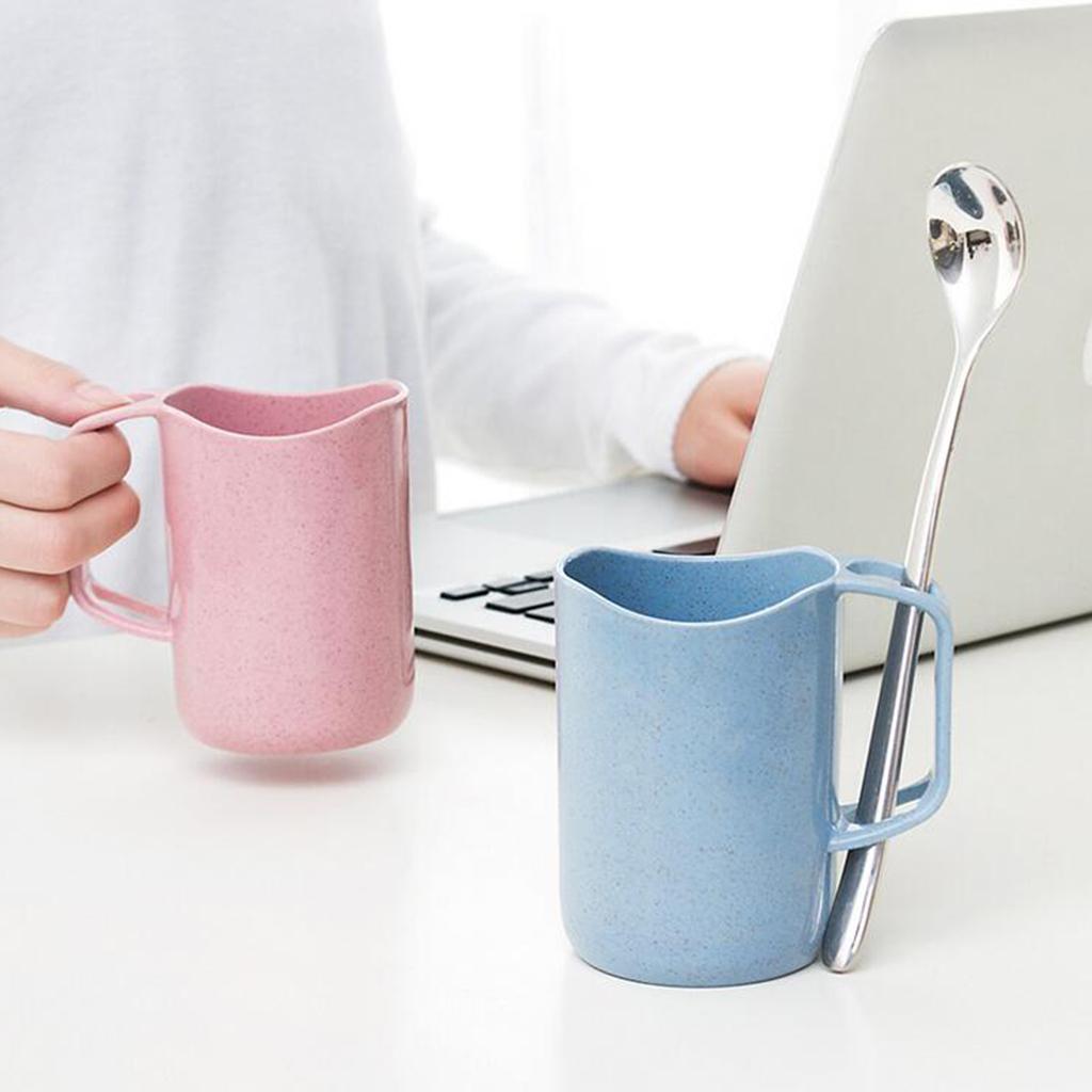 4xCreative Wheat Straw Toothbrush Holder Tooth-brushing Cup for bathroom Blue