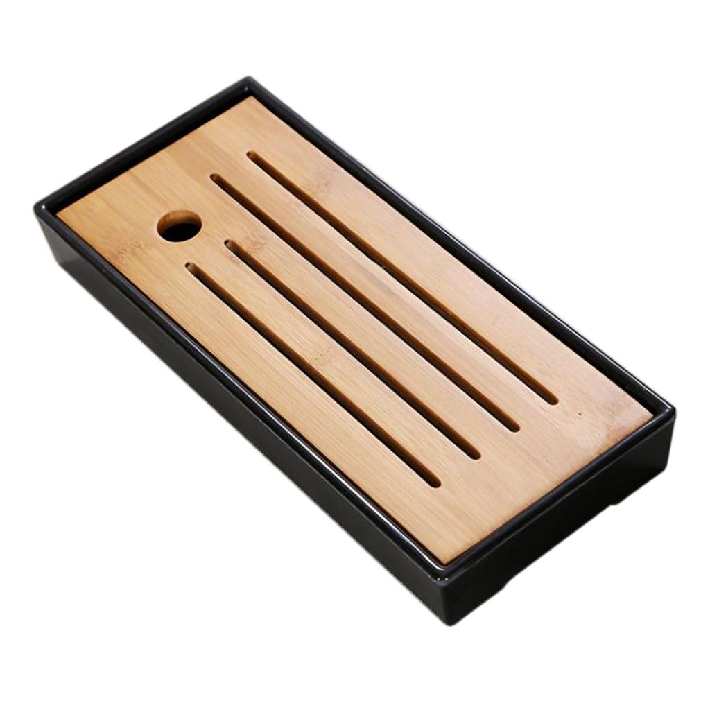 Kung Fu GongFu Tea Table Serving Tray Drainage Type Black S 1