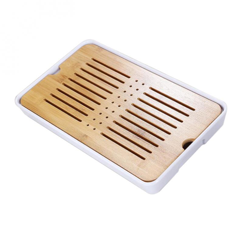 Kung Fu GongFu Tea Table Serving Tray Drainage Type White M 1