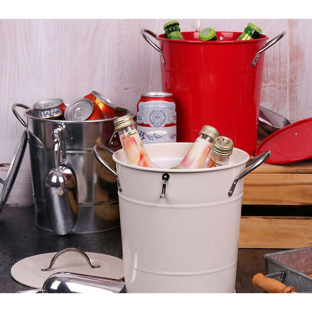 Ice Champagne Bucket, Beer Wine Cooler Bucket with Barware Red