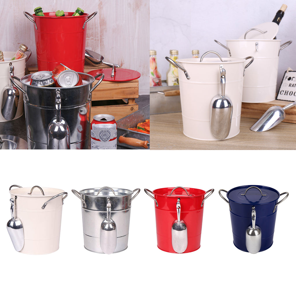 Ice Champagne Bucket, Beer Wine Cooler Bucket with Barware Red