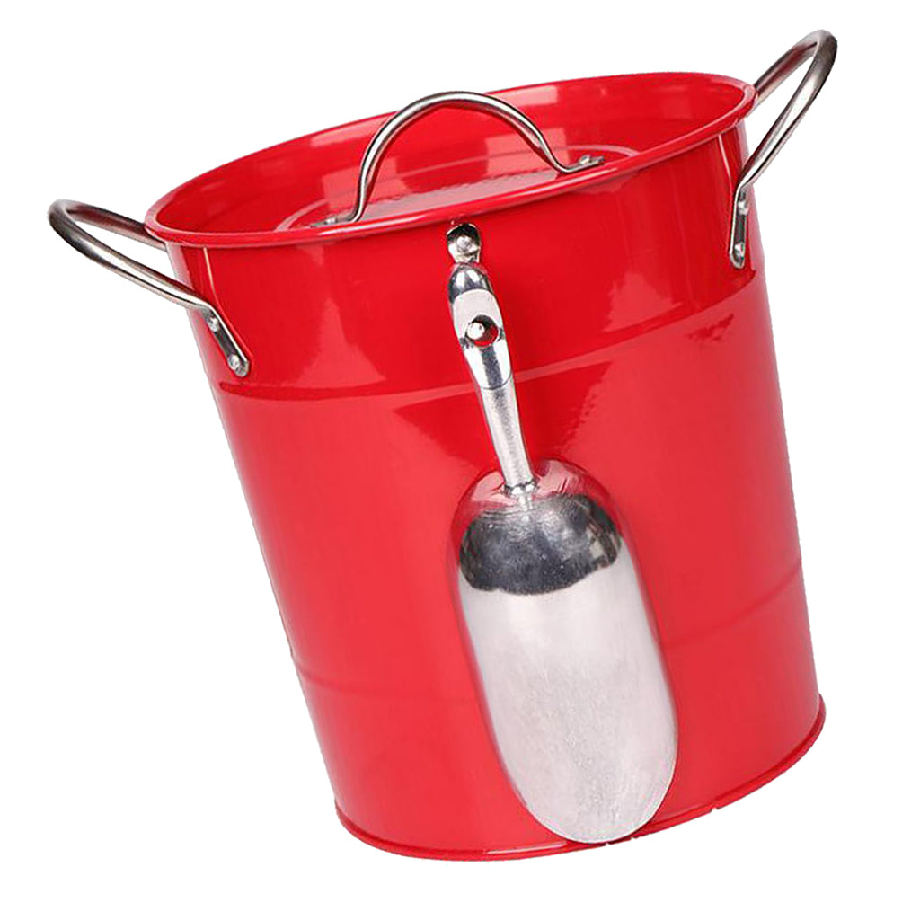 Ice Champagne Bucket, Beer Wine Cooler Bucket with Barware Red