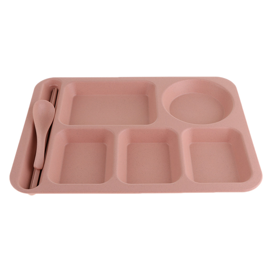 Wheat Straw Snack Plate Fast Food Stackable Tableware Dinnerware Sets Pink