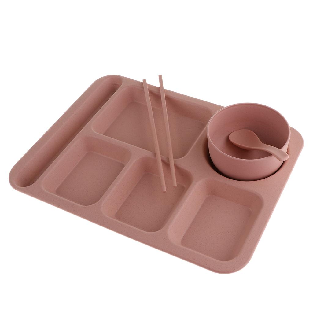 Food Storage Container Divided Serving Tray Cafeteria Mess Tray Pink