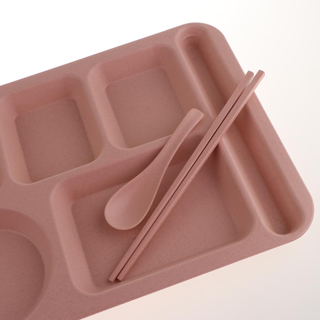 Food Storage Container Divided Serving Tray Cafeteria Mess Tray Pink