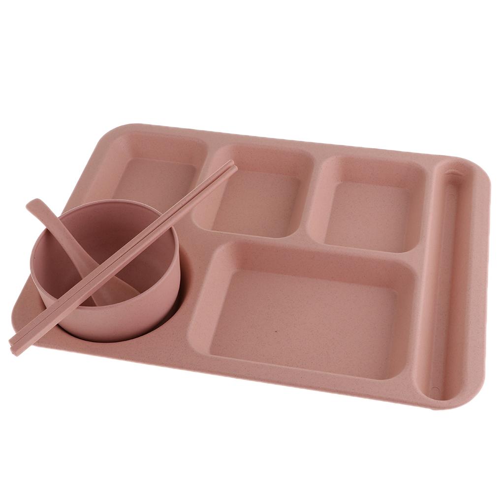 Food Storage Container Divided Serving Tray Cafeteria Mess Tray Pink