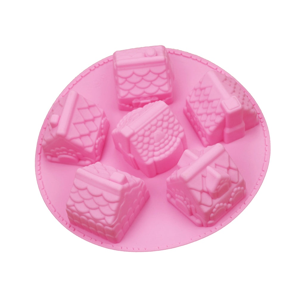 Silicone Creative 6 Holes House Cake Mold Chocolate Fondant Baking Tools