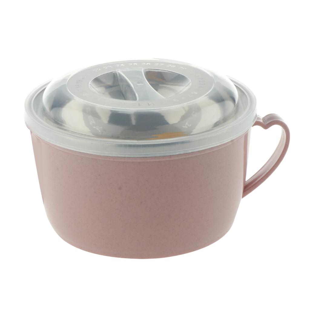 Stainless Steel Kids Noodles Bowl with Spoon for Ramen Soup Rice Snack Pink