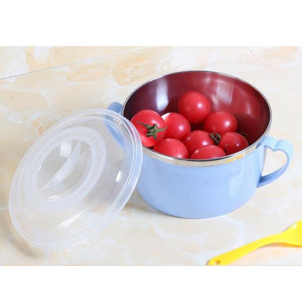 Stainless Steel Kids Noodles Bowl with Spoon for Ramen Soup Rice Snack Blue