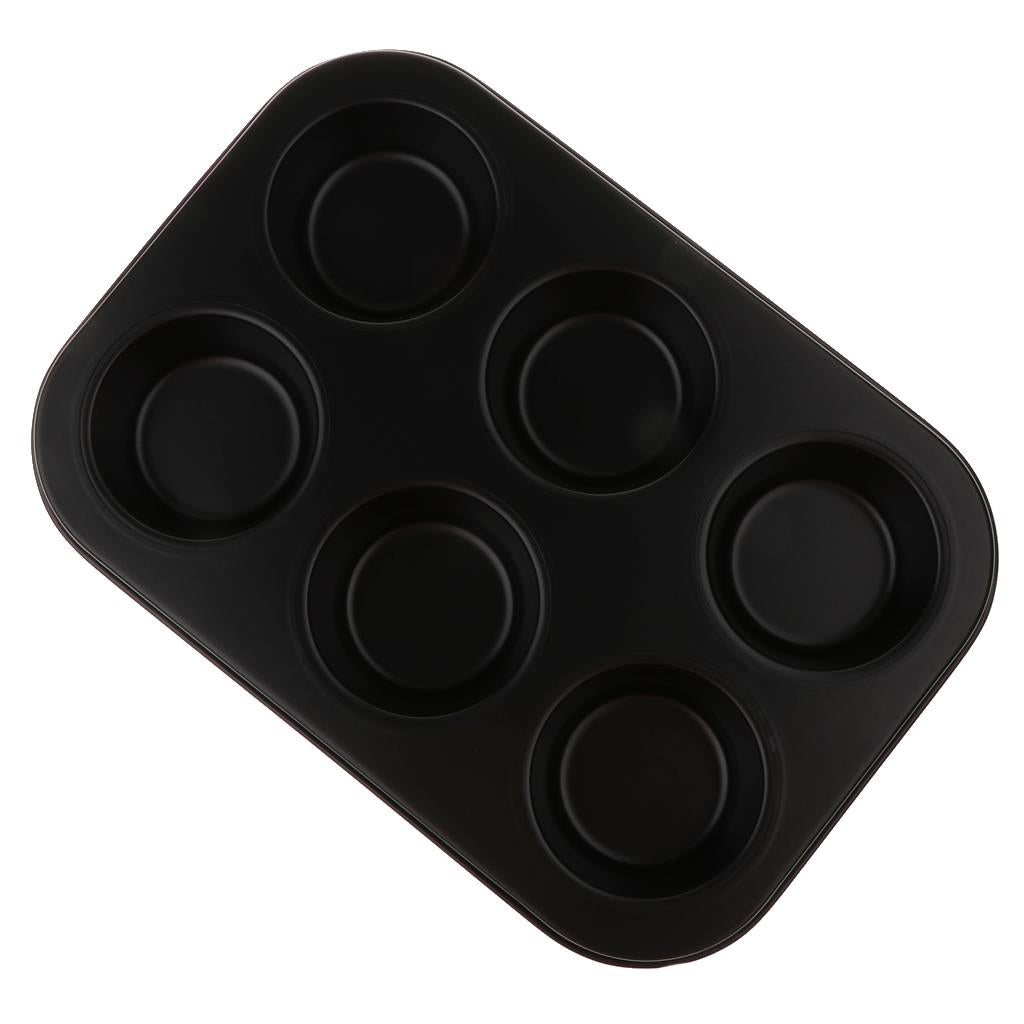 Non-Stick Muffin Pan Cupcake Cookie Molds Bakeware 6 Holes Black