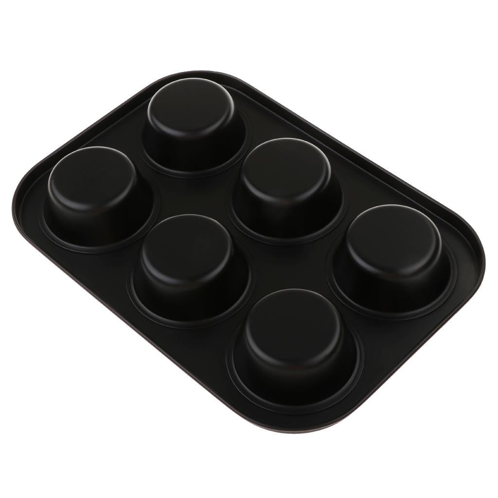 Non-Stick Muffin Pan Cupcake Cookie Molds Bakeware 6 Holes Black