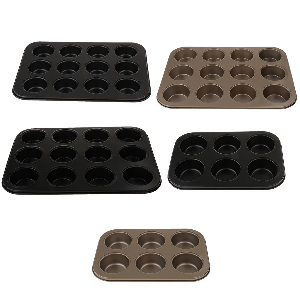 Non-Stick Muffin Pan Cupcake Cookie Molds Bakeware 6 Holes Black