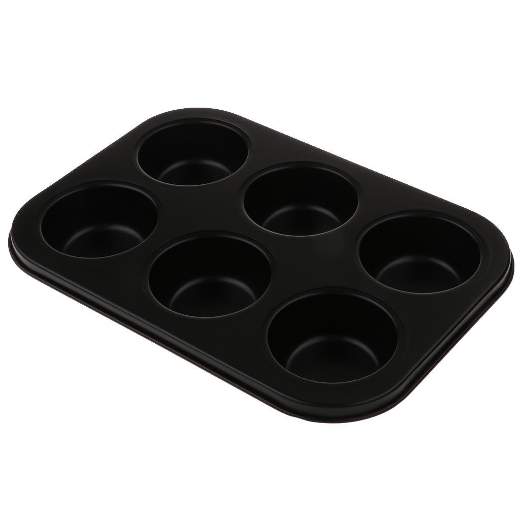 Non-Stick Muffin Pan Cupcake Cookie Molds Bakeware 6 Holes Black