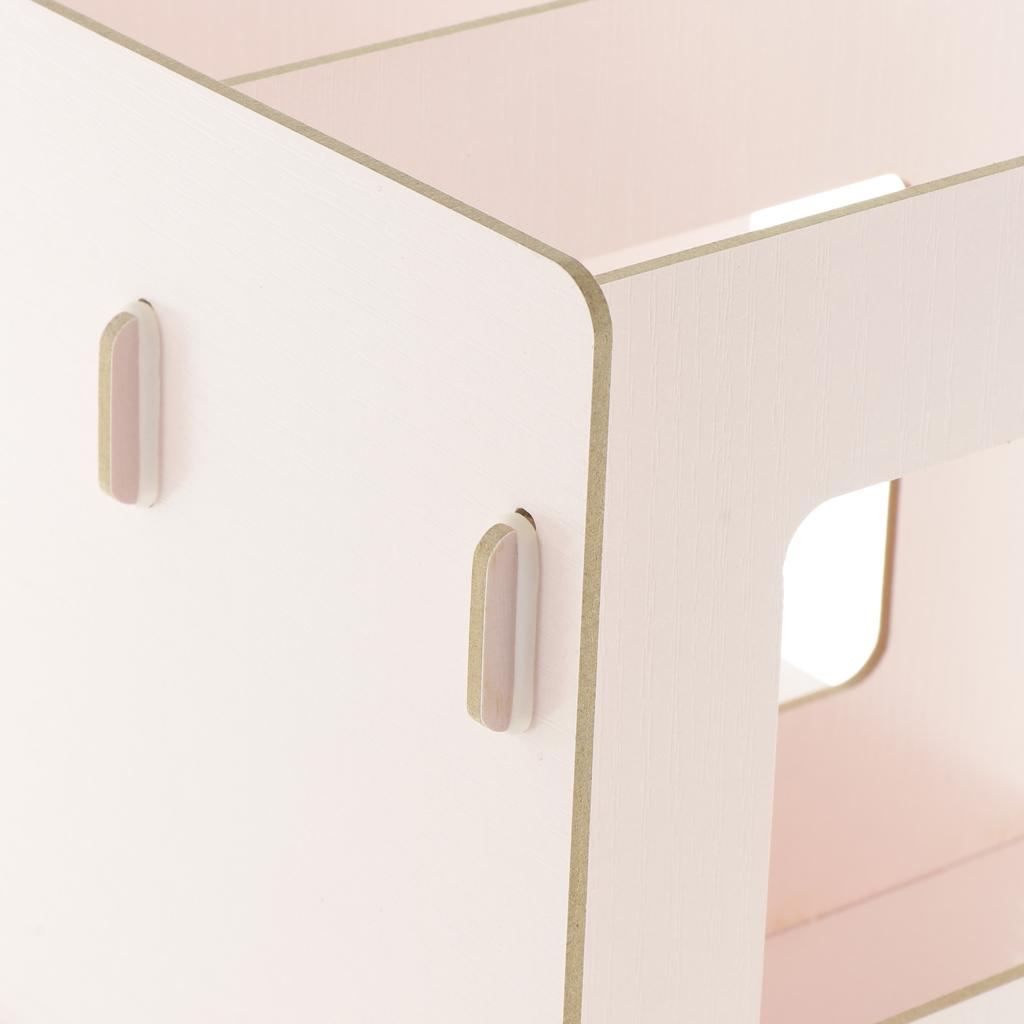 Multi-functional Storage CD Shelf Wooden DVD Rack Student Bookshelf Pink
