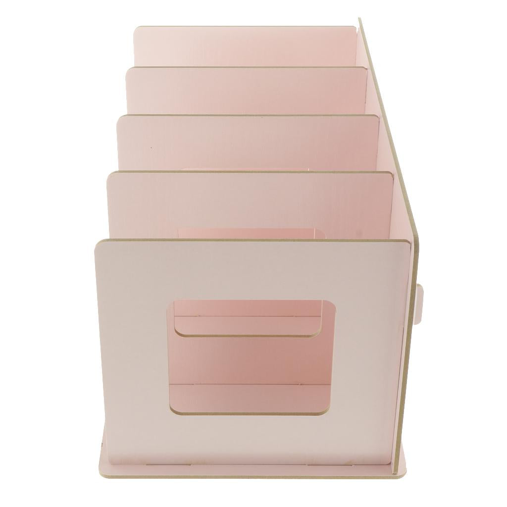 Multi-functional Storage CD Shelf Wooden DVD Rack Student Bookshelf Pink