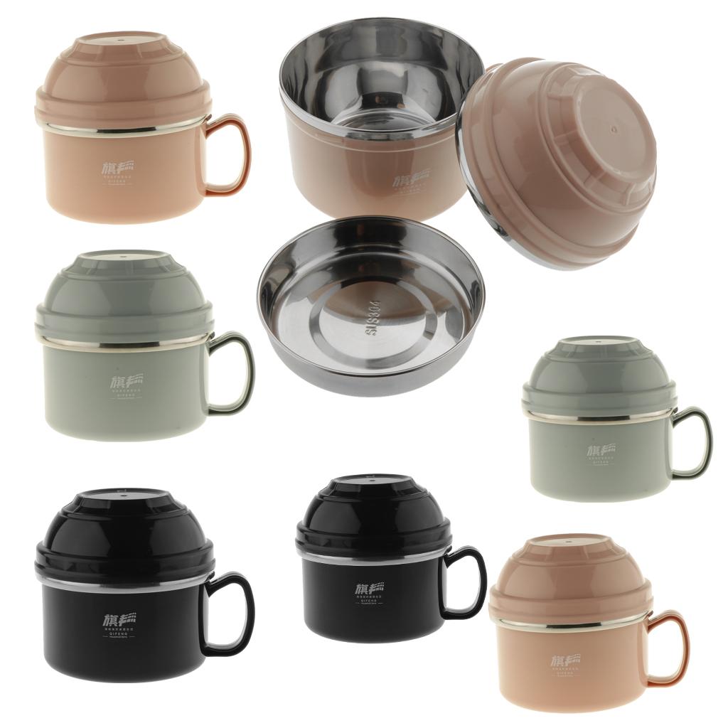 Stainless Steel Thermal Lunch Box Stackable Insulated Bento Box 900ML Black