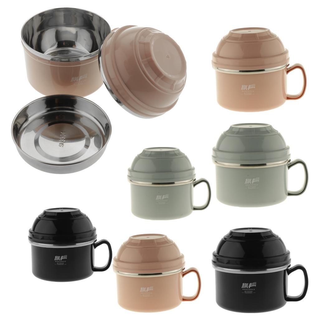 Stainless Steel Thermal Lunch Box Stackable Insulated Bento Box 900ML Black