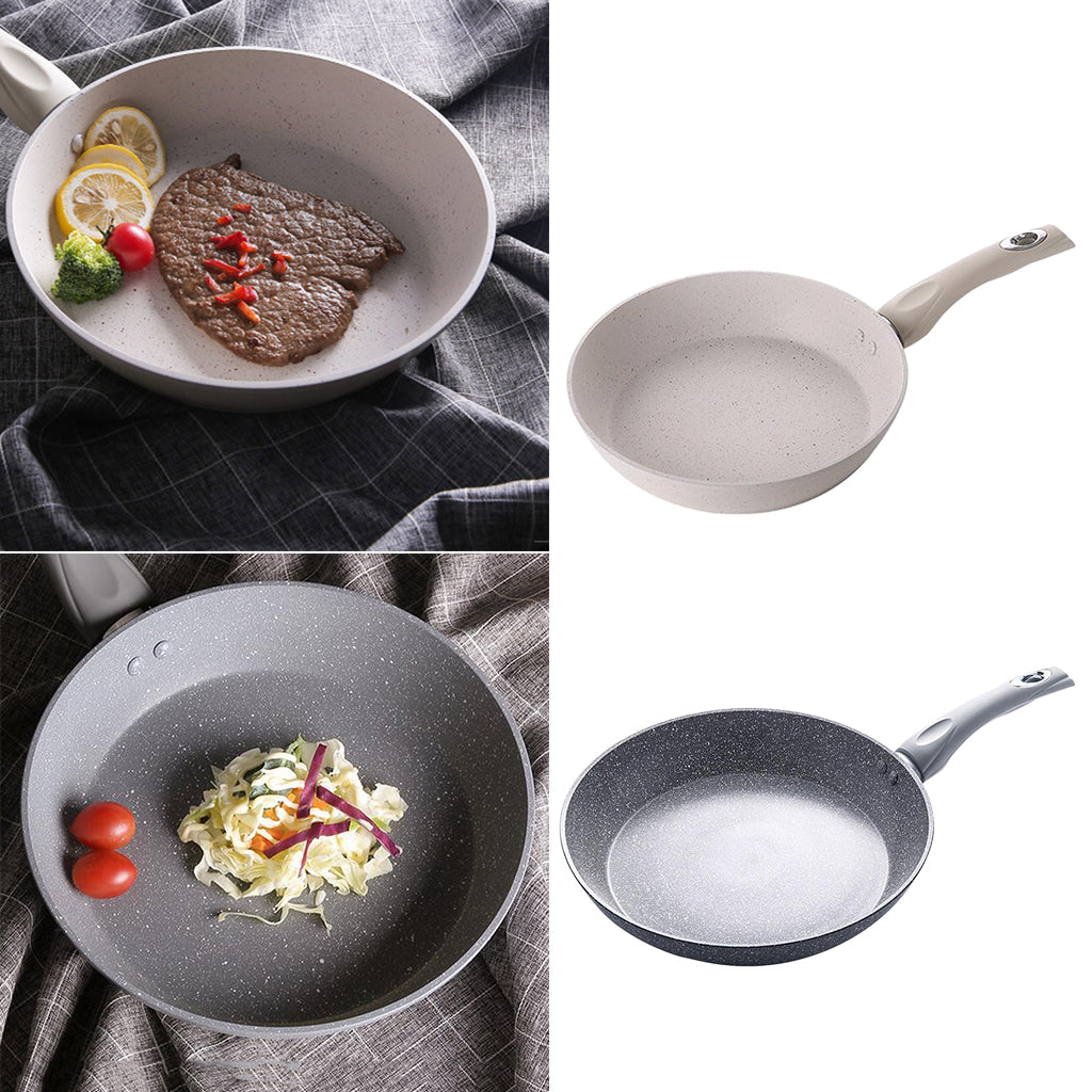 Non-stick Round Frying Pan Egg Pan Aluminum Kitchen Cookware Beige 20cm