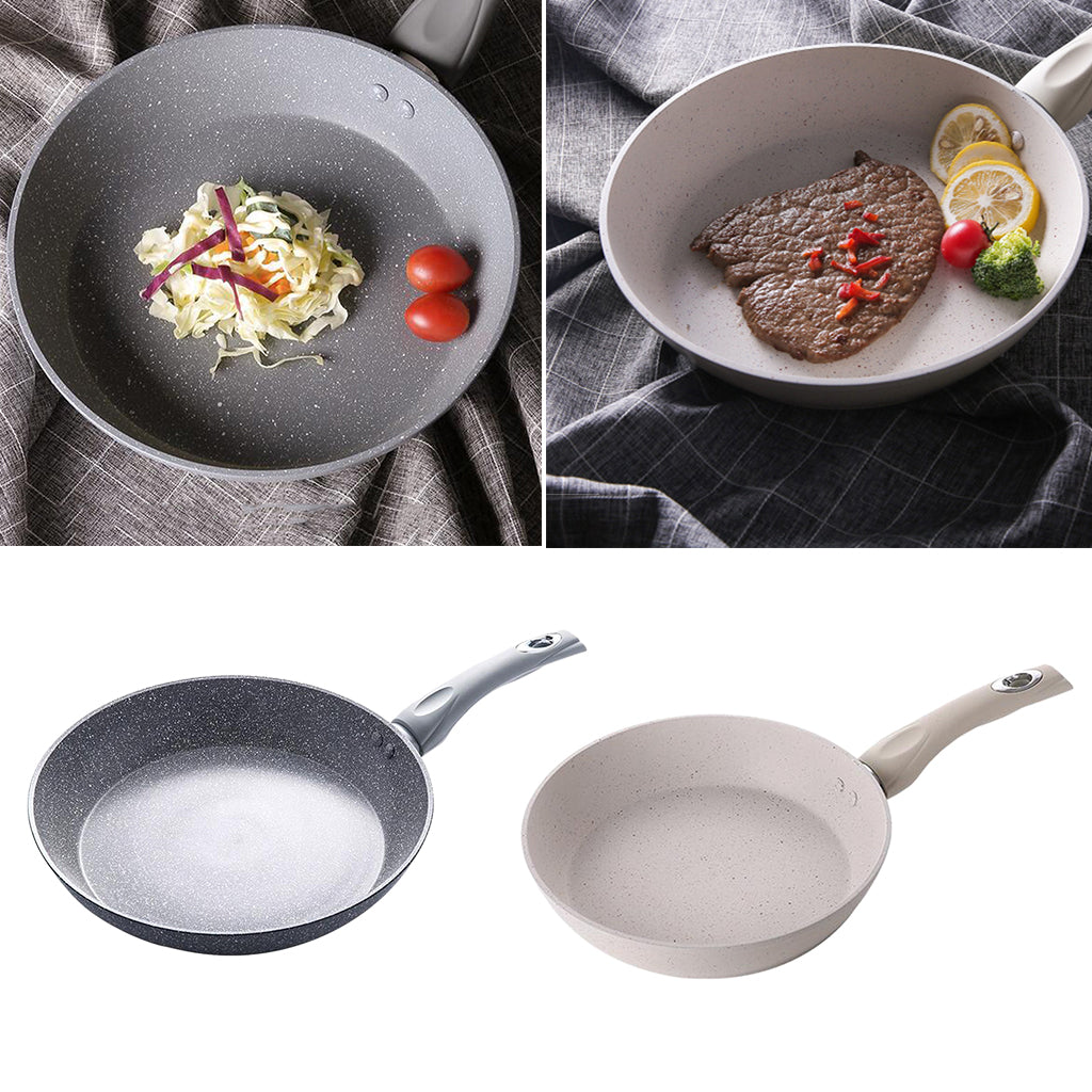 Non-stick Round Frying Pan Egg Pan Aluminum Kitchen Cookware Beige 20cm