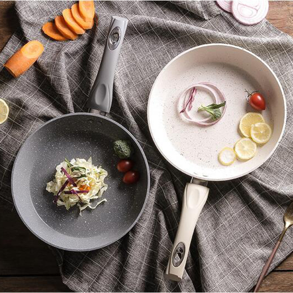 Non-stick Round Frying Pan Egg Pan Aluminum Kitchen Cookware Beige 24cm