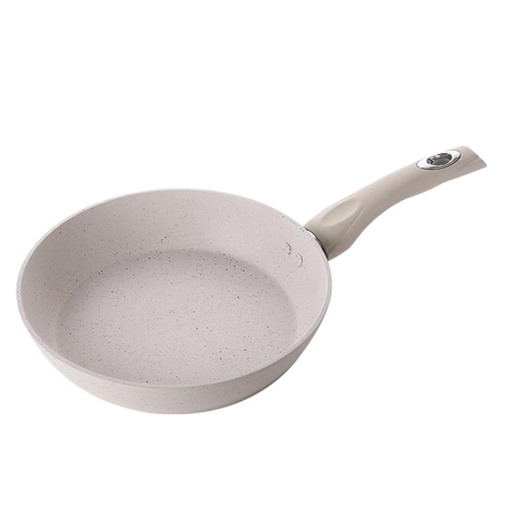 Non-stick Round Frying Pan Egg Pan Aluminum Kitchen Cookware Beige 24cm