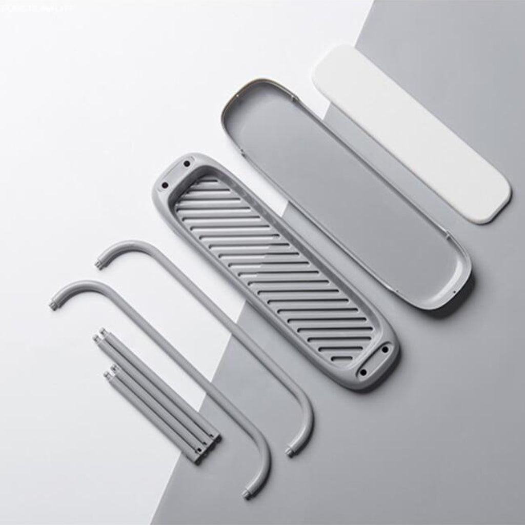 Double Bar Towel Rag Hanger Dishcloth Drying Rack Grey with Diatom mud