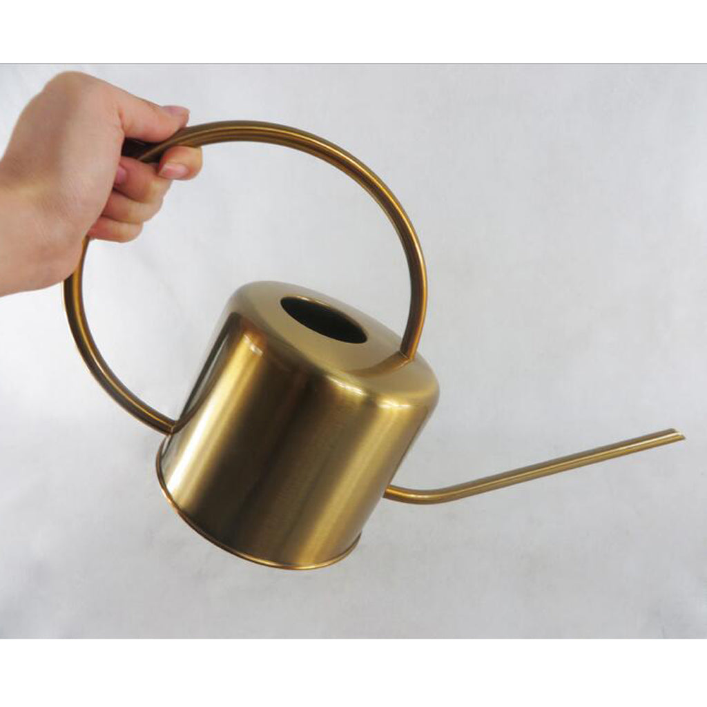 Pastoral Style Stainless Steel Flower Pot Mini Bonsai Watering Can Pot Gold