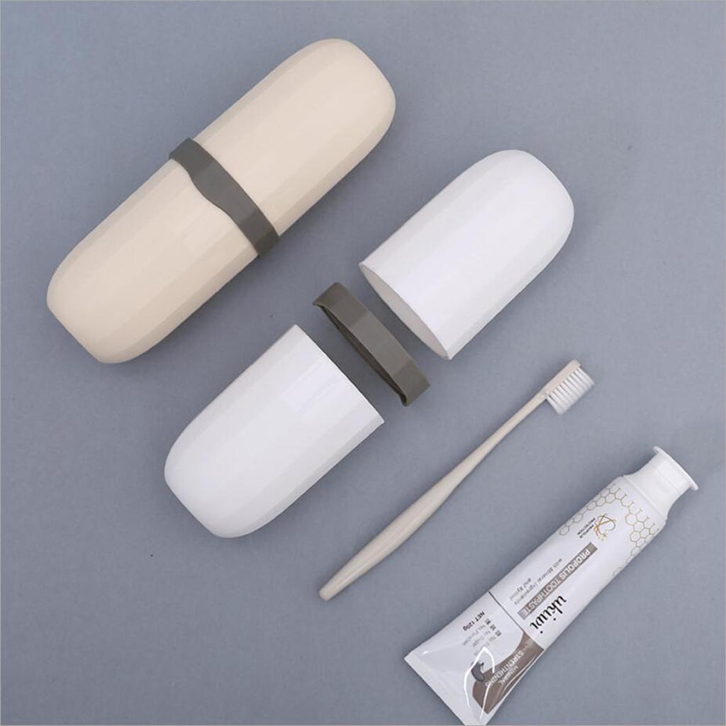 Travel Toothbrush Cup Capsule Wash Gargle Cup Toothpaste white