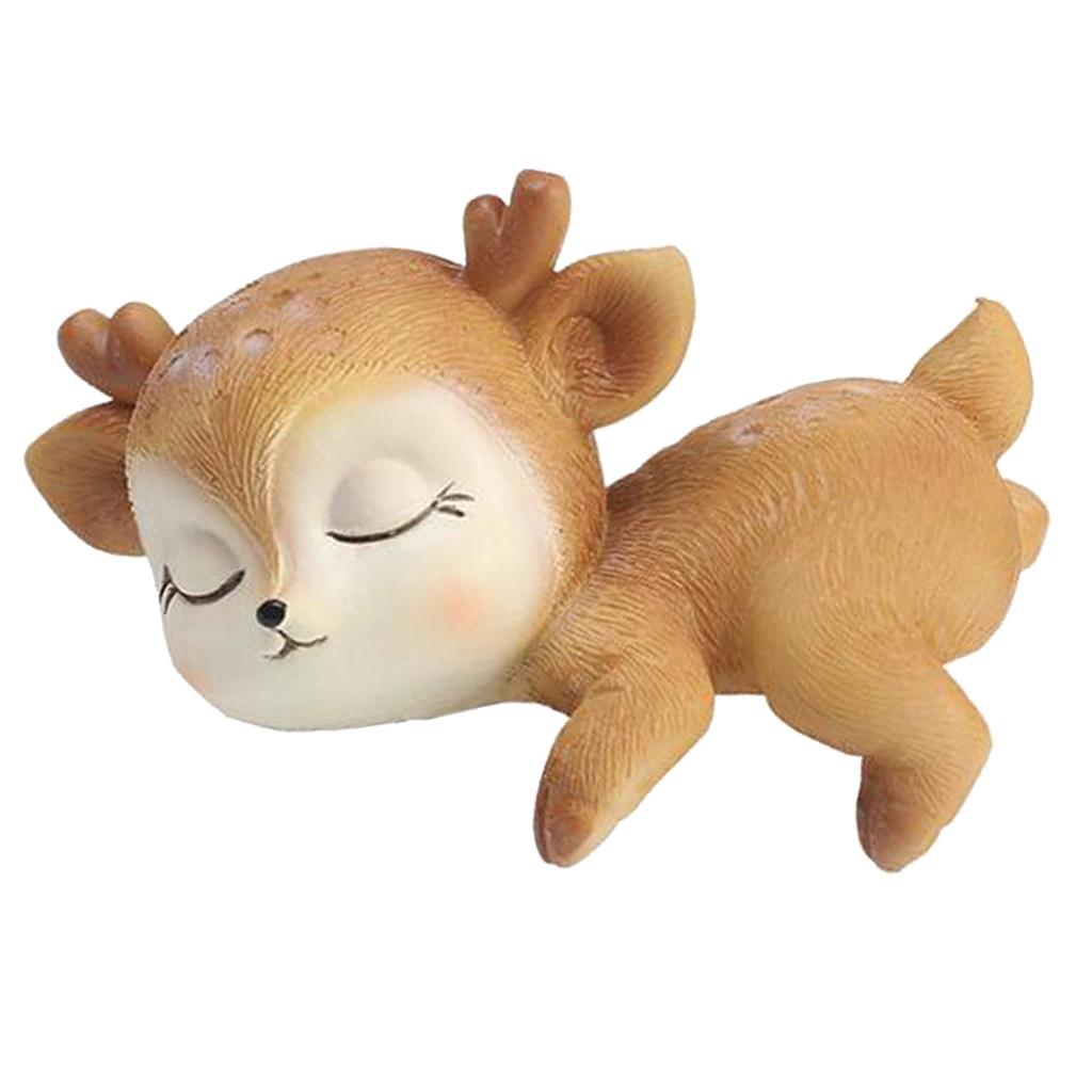 Miniature Deer Model Statue Sculpture Fairy Garden Decor Toy Hug