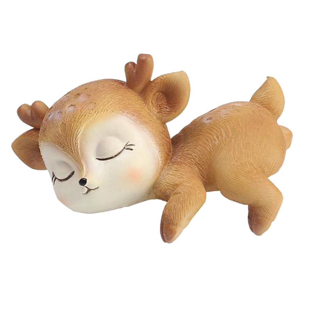 Miniature Deer Model Statue Sculpture Fairy Garden Decor Toy Hug