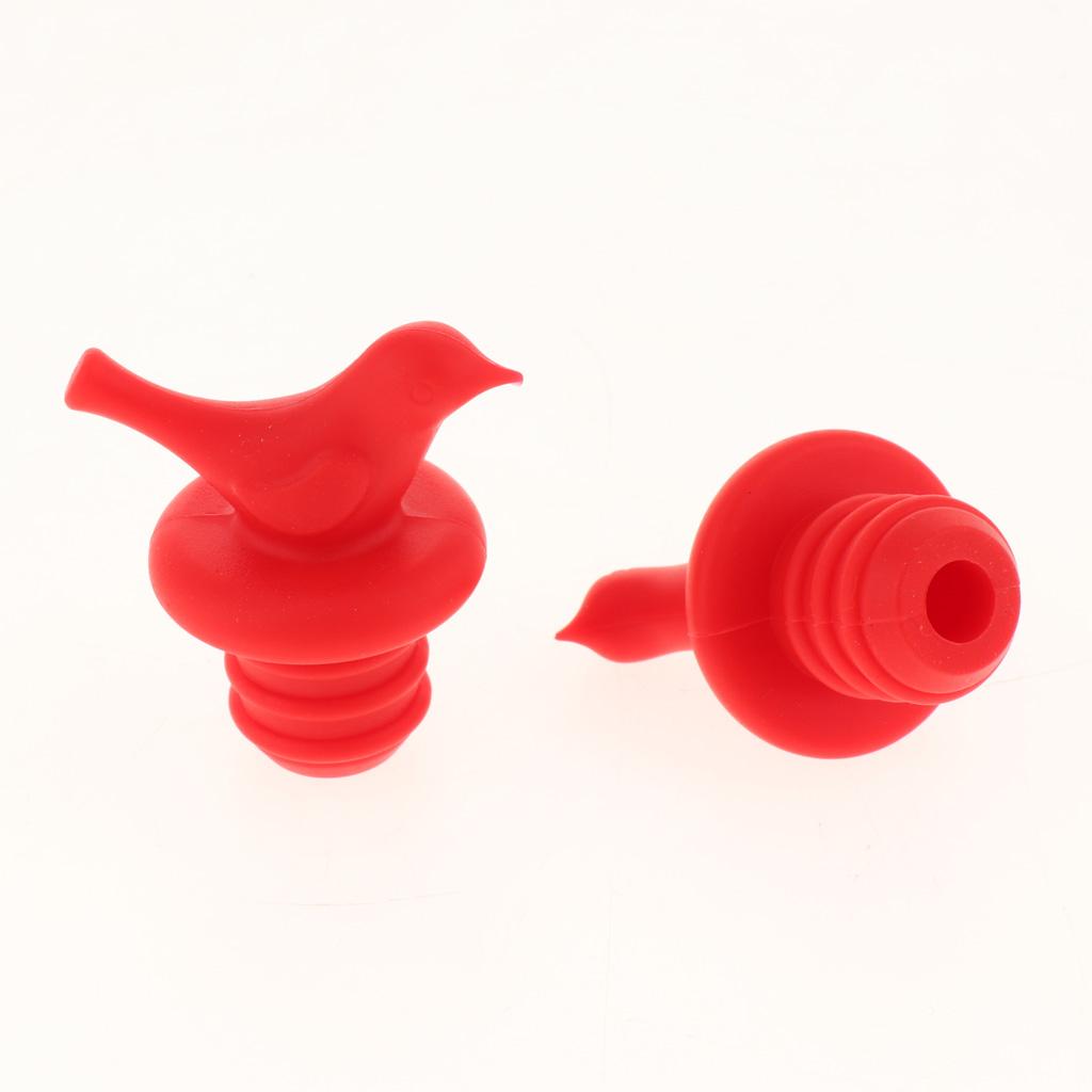 2x3 Pcs Silicone Little Bird Wine Bottle Stopper Cork Cap Sealer Plug Red