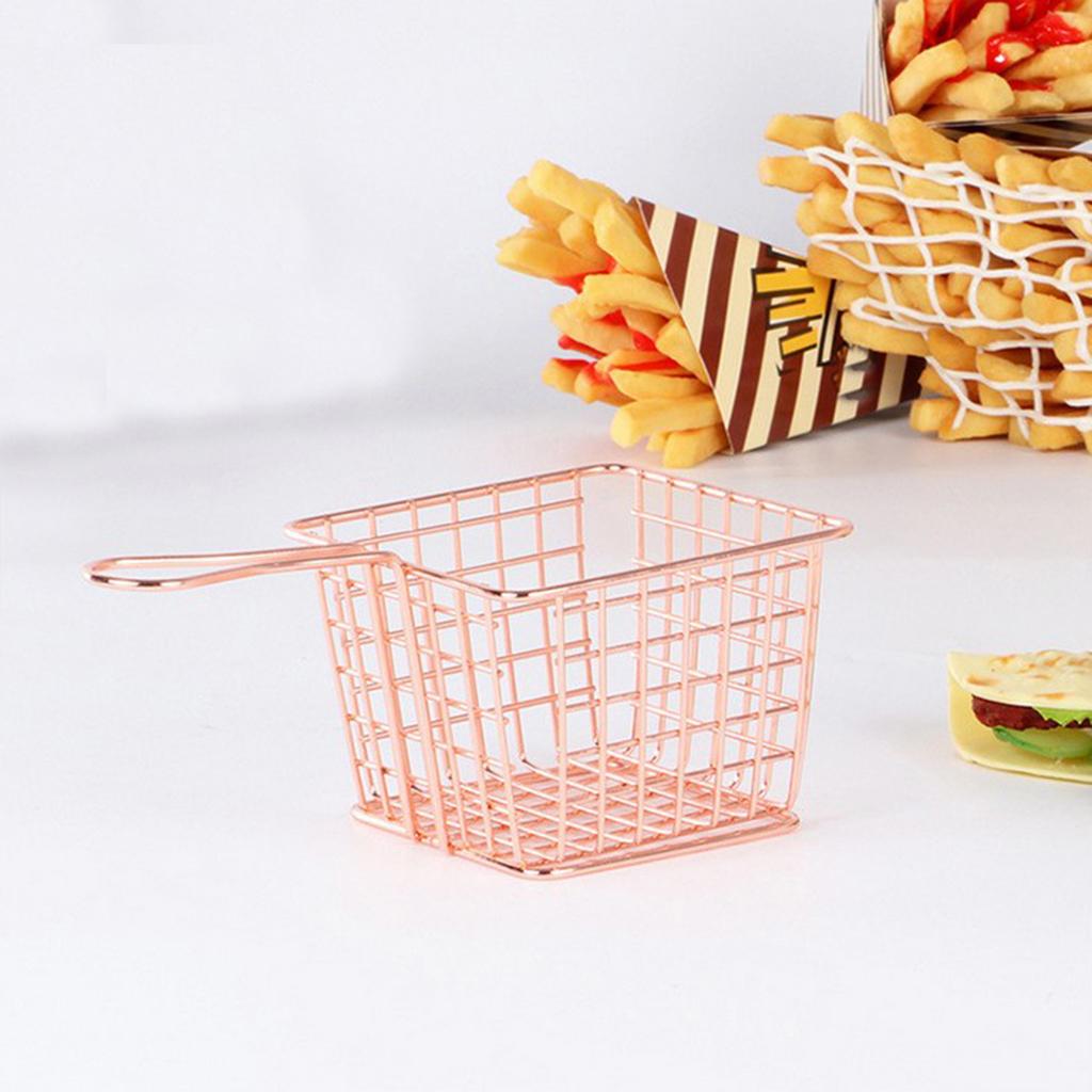 Metal Iron Mesh Strainer Fry Basket Kitchen Colander Sifter Bronze L