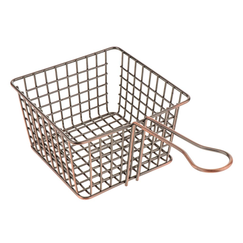 Metal Iron Mesh Strainer Fry Basket Kitchen Colander Sifter Bronze L