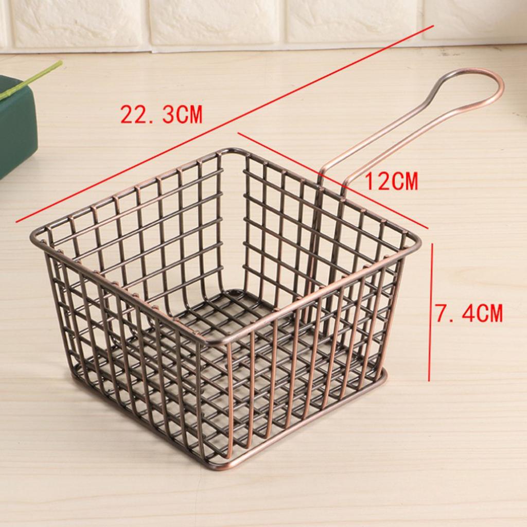 Metal Iron Mesh Strainer Fry Basket Kitchen Colander Sifter Bronze L