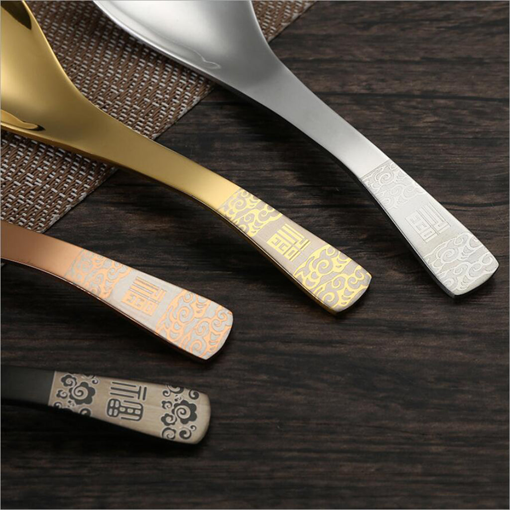 Stainless Steel Soup Spoon Coffee Tea Table Bouillon Spoon Black