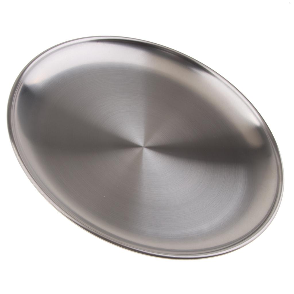 3x stainless steel shallow dish barbecue plate fruit plate dinner plate 14cm